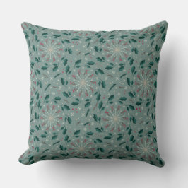 Winter Botanical Snowflake Throw Pillow クッション