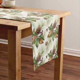 Winter Botanical Table Runner – Pine & Berries ミディアムテーブルランナー