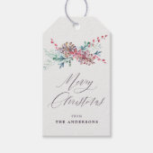 Winter Botanicals Beige Photo Merry Christmas ギフトタグ (正面)