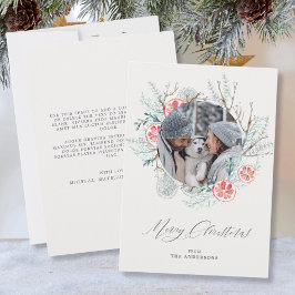 Winter Botanicals Beige Photo Merry Christmas シーズンカード