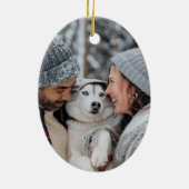 Winter Botanicals Beige Photo Merry Christmas セラミックオーナメント (裏面)