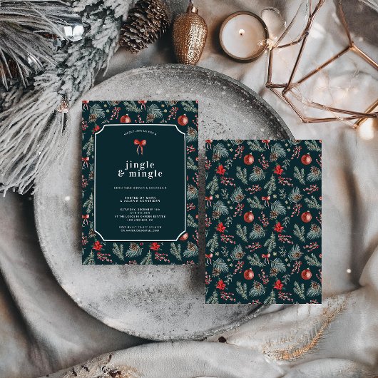 Winter Botanicals Coquette Bow | クリスマスパーティー 招待状