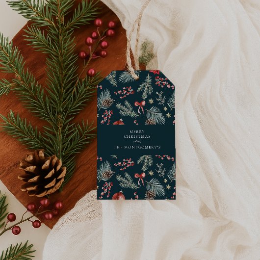 Winter Botanicals Coquette Bow | クリスマス ギフトタグ