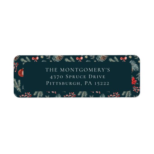 Winter Botanicals Coquette Bow | Christmas ラベル (正面)