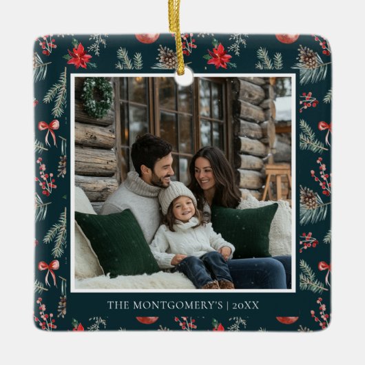 Winter Botanicals | Elegant Photo Christmas セラミックオーナメント (正面)