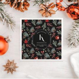 Winter Botanicals | Monogram Christmas スタンダードカクテルナプキン