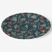 Winter Botanicals | Monogram Christmas ペーパープレート (アングル)