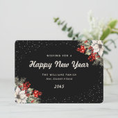 Winter Botanicals Snow Black New Year Card シーズンカード (スタンド正面)