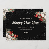 Winter Botanicals Snow Black New Year Card シーズンカード (正面/裏面)