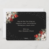 Winter Botanicals Snow Black New Year Card シーズンカード (裏面)