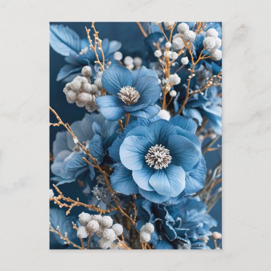 Winter Bouquet in Blue and White ポストカード (正面)