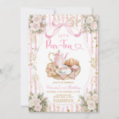 Winter Bow Let’s Par-tea Girl Birthday Snowflakes 招待状 (正面)