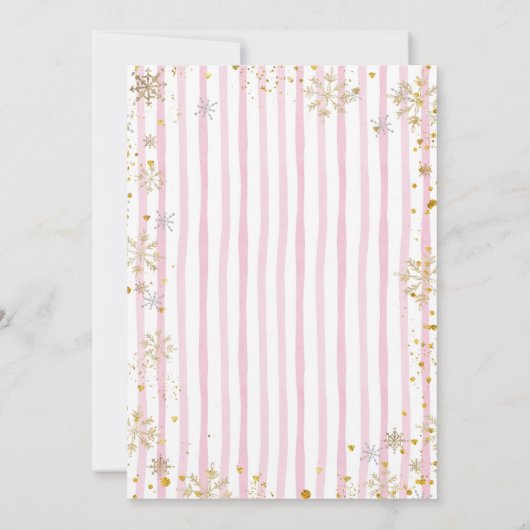 Winter Bow Let’s Par-tea Girl Birthday Snowflakes 招待状 (裏面)