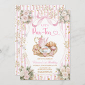 Winter Bow Let’s Par-tea Girl Birthday Snowflakes 招待状 (正面/裏面)