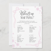 Winter Bow pink What's In your Purse? Game 招待状 (正面)