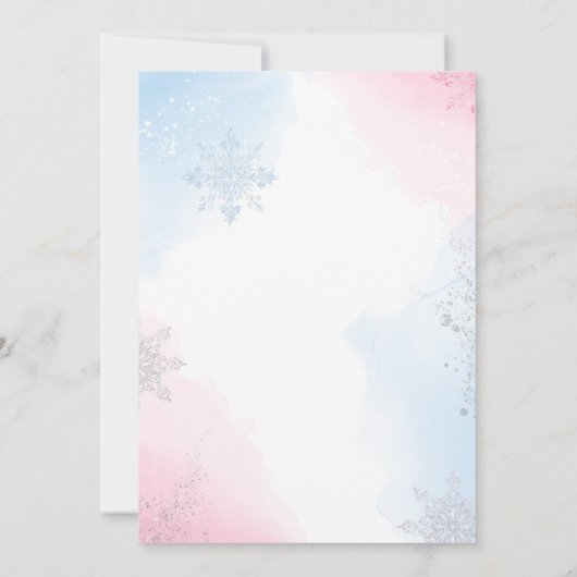 Winter Bows Snowflakes Gender Reveal Invitation 招待状 (裏面)