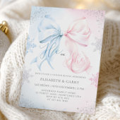 Winter Bows Snowflakes Gender Reveal Invitation 招待状