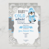 Winter Boy Penguin招待状for Boy Baby Shower 招待状 (正面/裏面)