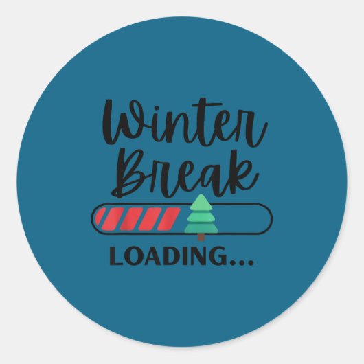 Winter Break Loading Funny Christmas Holiday Quote ラウンドシール (正面)
