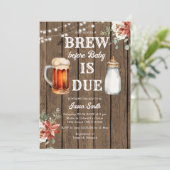 Winter Brew before Baby is Due Wood Baby Shower 招待状 (スタンド正面)