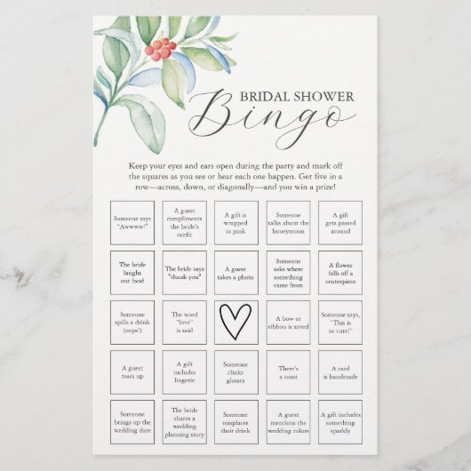 Winter Bridal Shower Bingo Game – Find the Guest チラシ (正面)