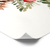 Winter Bridal Shower Evergreen Poinsettia Welcome ポスター (角)