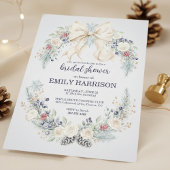 Winter Bridal Shower Invitation Cream Bow Floral 招待状