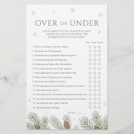 Winter Bridal Shower Over or Under Game