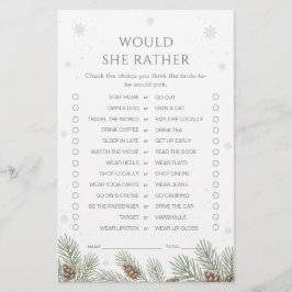 Winter Bridal Shower Would She Rather Game
