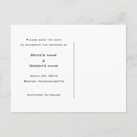 Winter Bride and Groom日付はがきを保存 案内ポストカード (裏面)