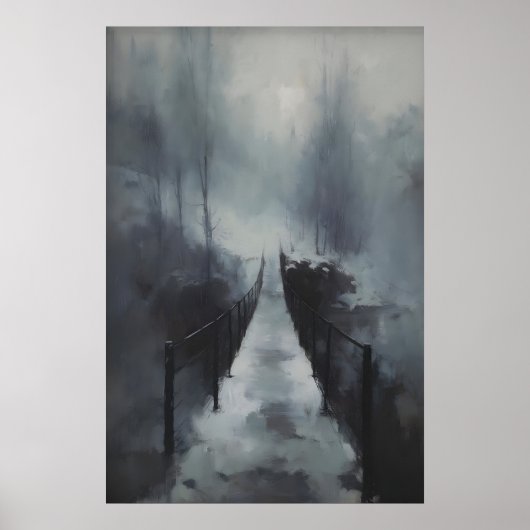 Winter Bridge Over Frozen Stream, Gothic Snowy ポスター (正面)