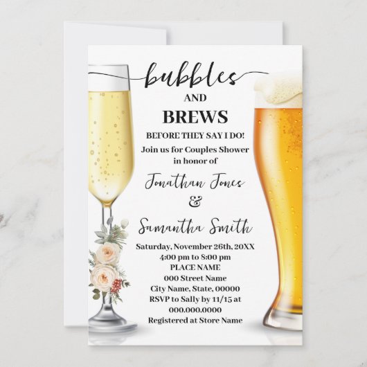 Winter Bubbles & Brews Before I do Shower 招待状 (正面)