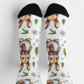 Winter Bunny Design, Christmas Rabbit Socks ソックス (上部)
