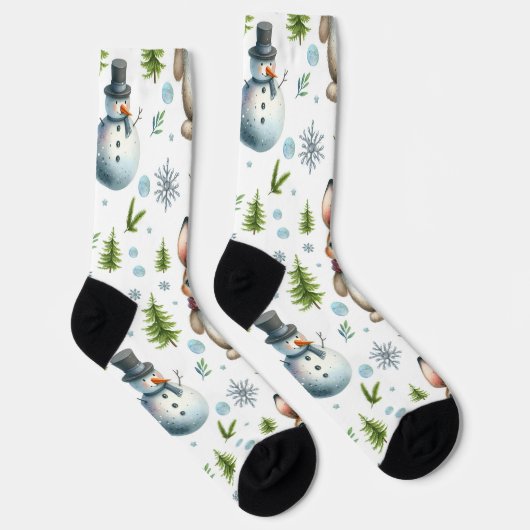 Winter Bunny Design, Christmas Rabbit Socks ソックス (右)