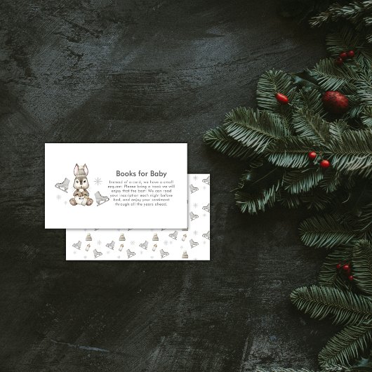 Winter Bunny Ice Skate Books For Baby Shower エンクロージャーカード