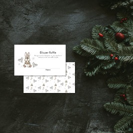 Winter Bunny Ice Skate Diaper Raffle Baby Shower エンクロージャーカード