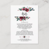 Winter Burgundy Floral Pine Frame Wedding Details エンクロージャーカード (正面)