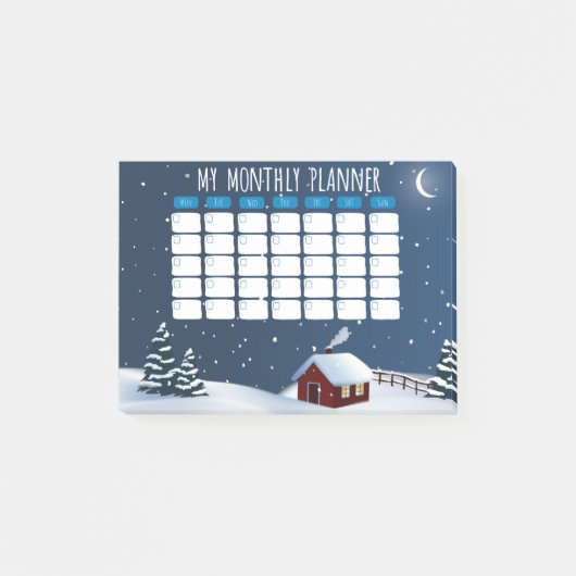 Winter Cabin Night Post-it® Notes  ポストイット (正面)