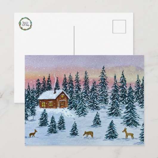 Winter Cabin Postcard ポストカード (正面/裏面)
