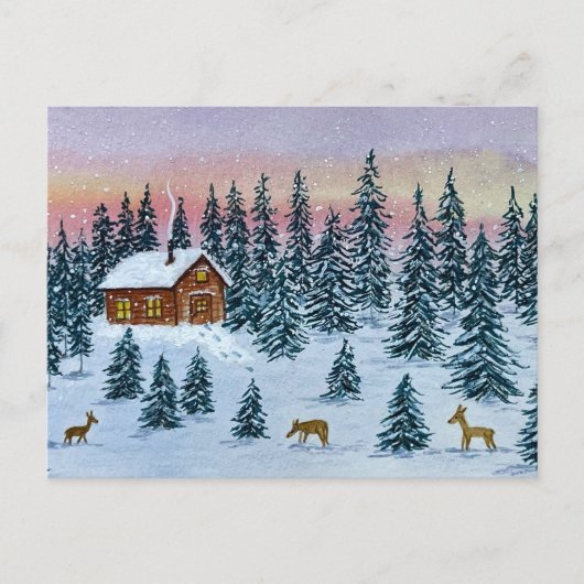 Winter Cabin Postcard ポストカード (正面)