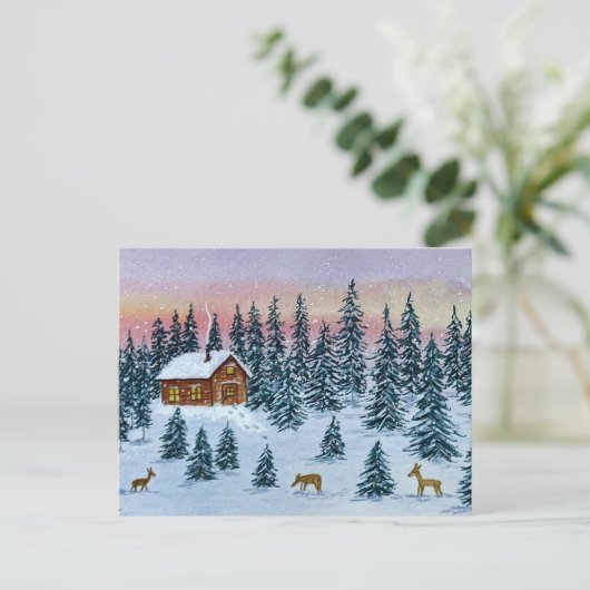 Winter Cabin Postcard ポストカード (スタンド正面)