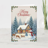 Winter Cabin Serenity Merry Christmas Card カード (正面)