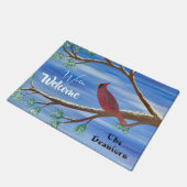 Winter Cardinal ドアマット (アングル)