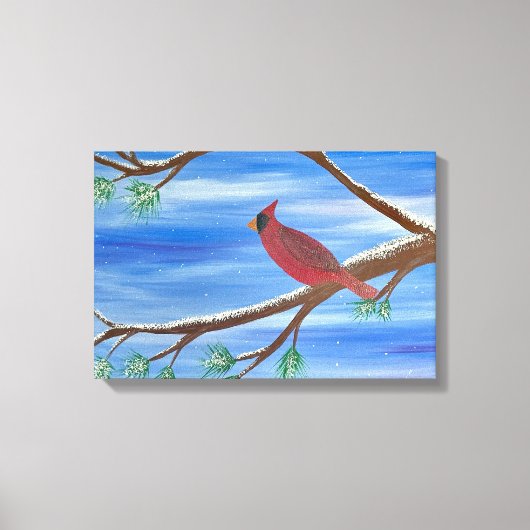 Winter Cardinal Canvas Wall Art キャンバスプリント (正面)