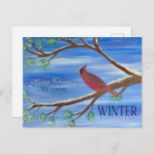 Winter Cardinal Christmas Postcard シーズンポストカード (正面/裏面)