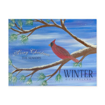Winter Cardinal Christmas Postcard