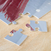 Winter Cardinal Red Bird Watercolor Painting ジグソーパズル (側面)