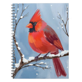 Winter Cardinal Red Bird Watercolor Painting ノートブック