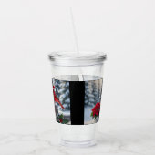 Winter Cardinal with Poinsettia Acrylic Tumbler アクリルタンブラー (左)