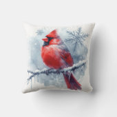 Winter Cardinal with Snowflakes on Icy Branch クッション (裏面)